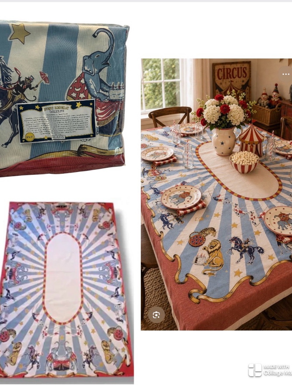Restoration Hardware vintage NWT Circus tablecloth